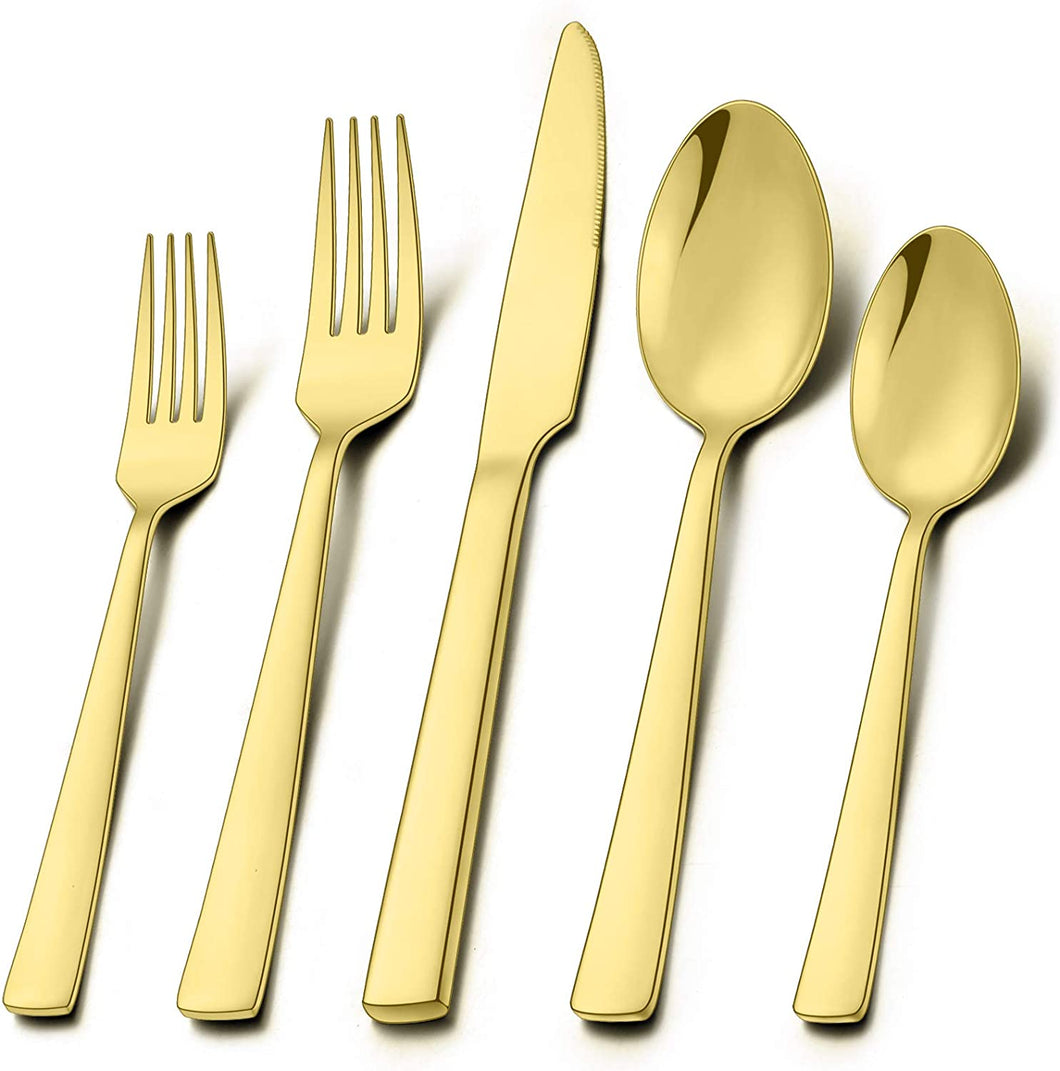 Gold Silverware Set, Umite Chef 20-Piece Stainless Steel Flatware Set Cutlery Set for 4,